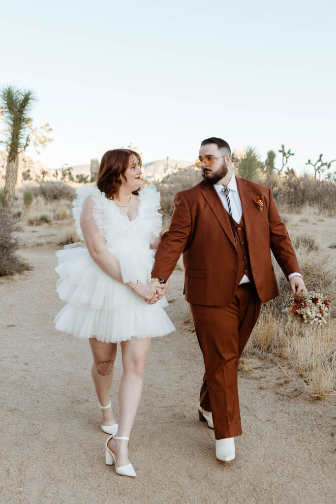 fall colored elopement in joshua tree